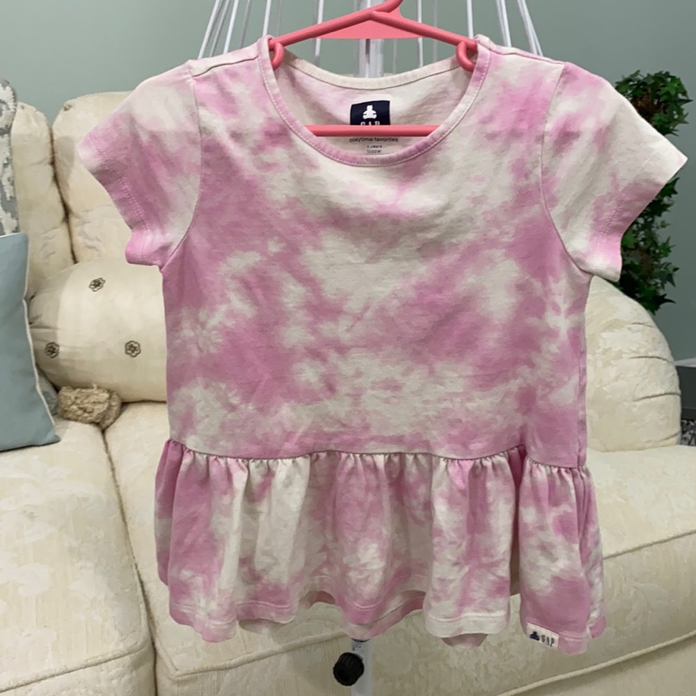 Baby GAP Pink Tie Dye Peplum Top